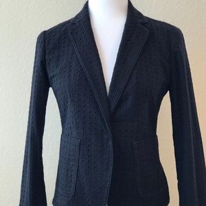 Ann Taylor Black Cotton Eyelet Jacket